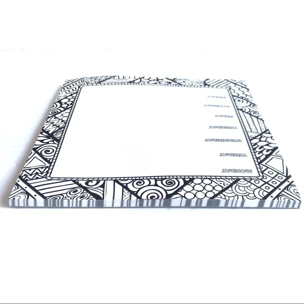 Weekly Calendar Square Paper Pad Black White Print